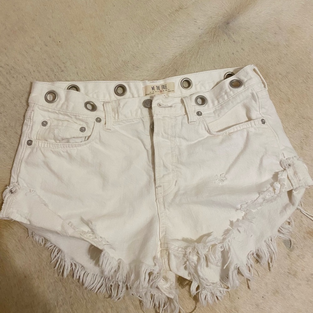 Free People White Jean Shorts